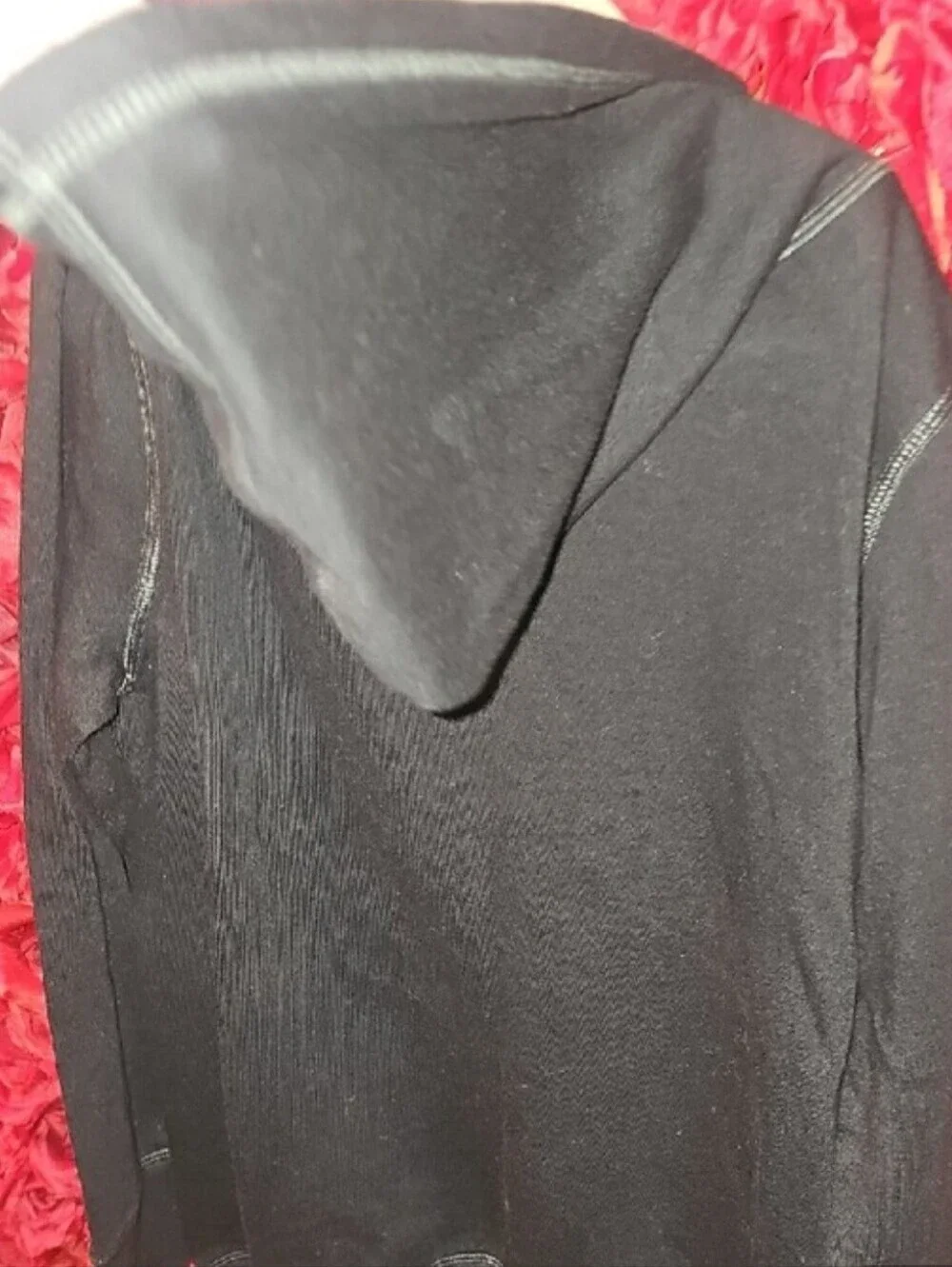 Justice Girls Fleece Lined Black Hoodie with Contrast Stitching Size 10